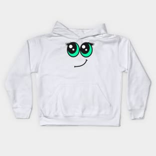 Cute Green Eyed Smiling Face Kids Hoodie